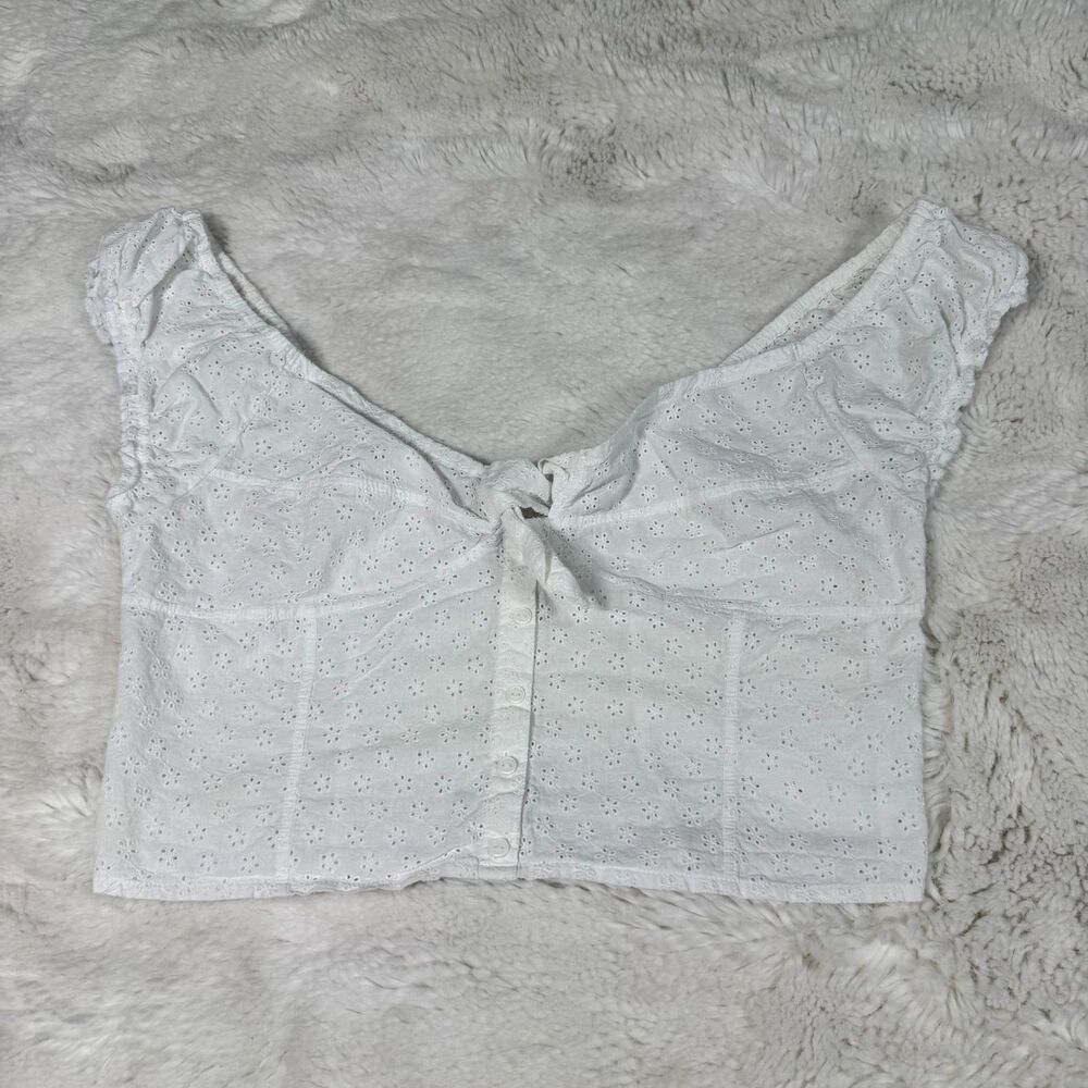 Pink by Frankie's White Eyelet Bikini Crop Top Size L